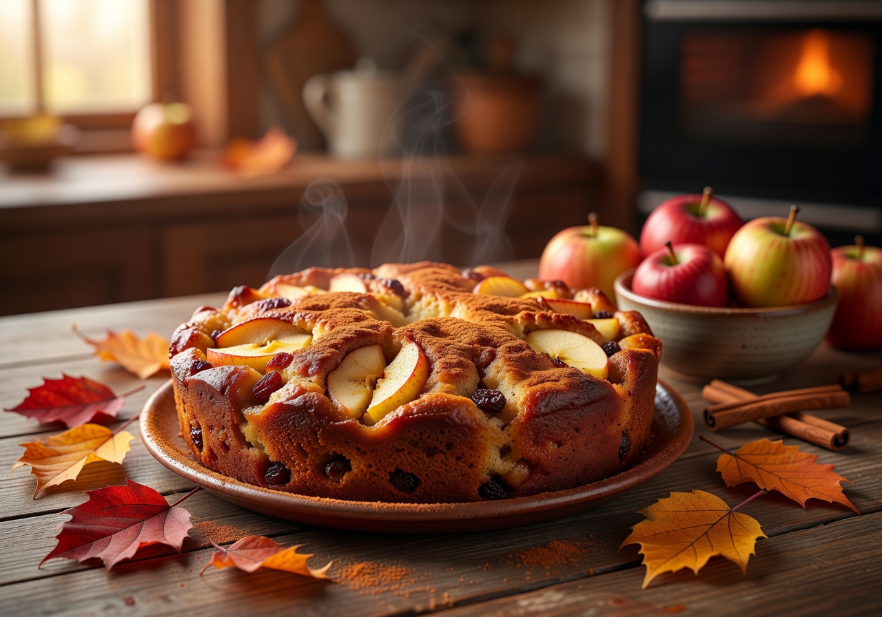 Warm apple cinnamon cake for autumn