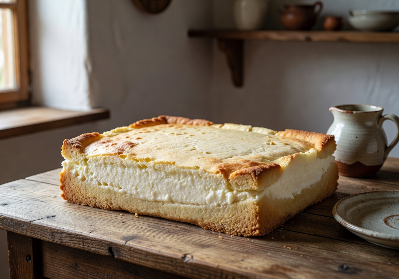 Traditional Latvian cottage cheese cake biezpienmaize